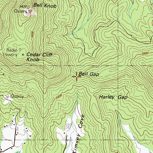 Topographic Map of Bell Gap, GA