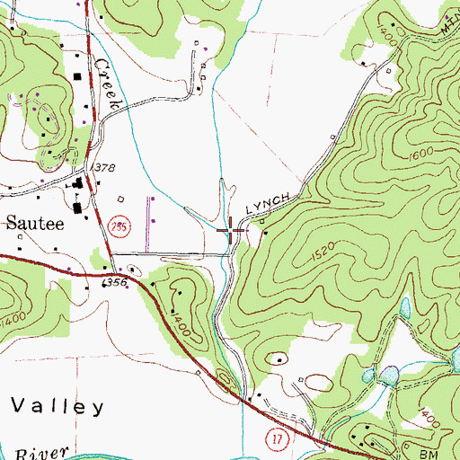 Topographic Map of Ben Creek, GA