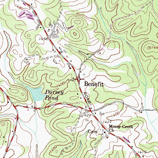 Topographic Map of Benefit, GA