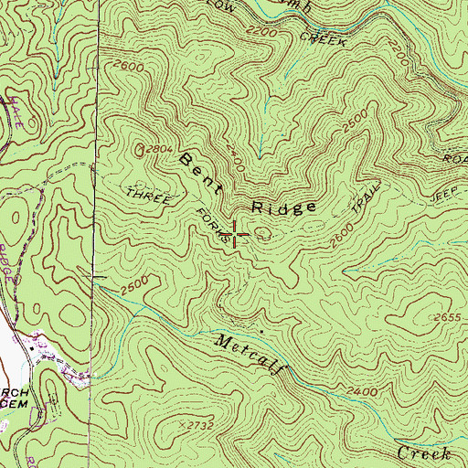 Topographic Map of Bent Ridge, GA