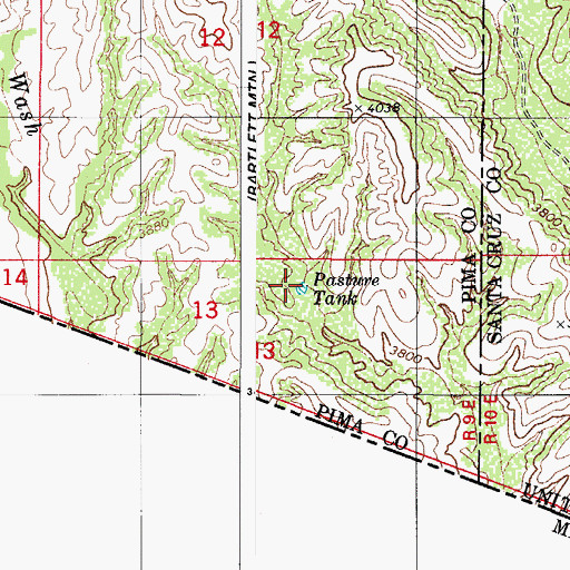 Topographic Map of Pasture Tank, AZ