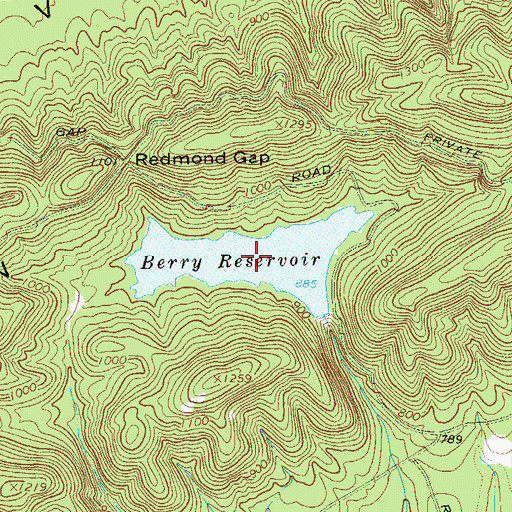 Topographic Map of Berry Reservoir, GA