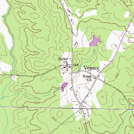 Topographic Map of Bethel Church, GA