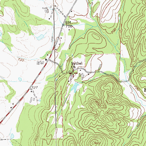 Topographic Map of Bethel Church, GA