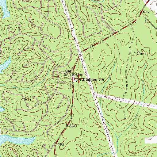 Topographic Map of Bethlehem Church, GA
