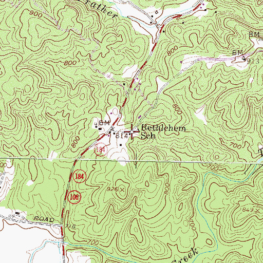 Topographic Map of Bethlehem School, GA