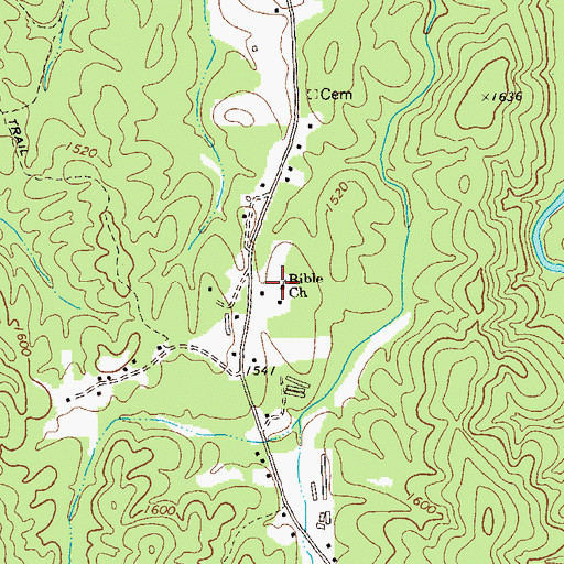 Topographic Map of Bible Church, GA
