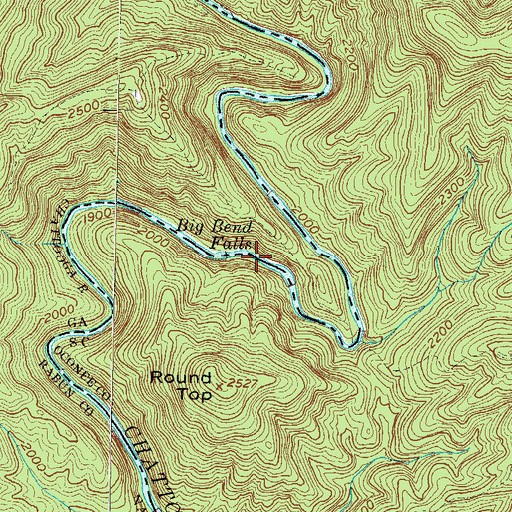 Topographic Map of Big Bend Falls, GA
