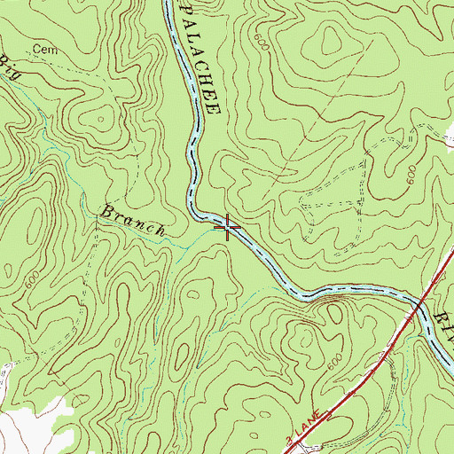Topographic Map of Big Branch, GA
