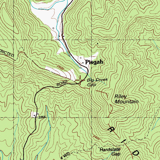 Topographic Map of Big Creek Gap, GA