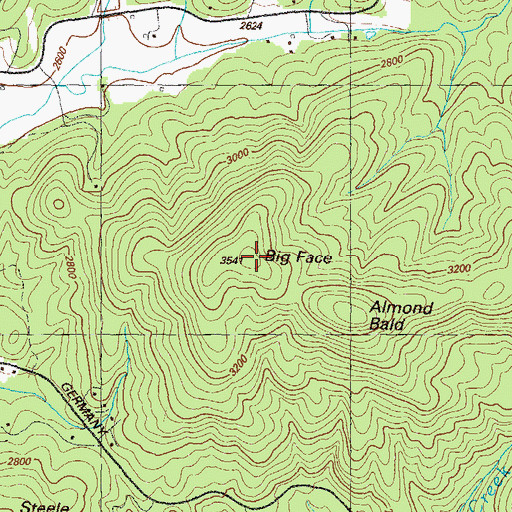 Topographic Map of Big Face, GA
