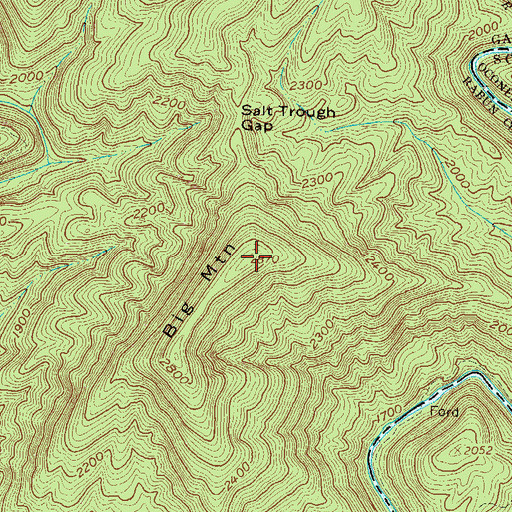Topographic Map of Big Mountain, GA