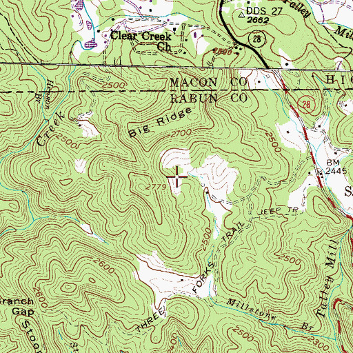 Topographic Map of Big Ridge, GA