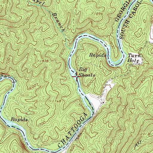 Topographic Map of Big Shoals, GA