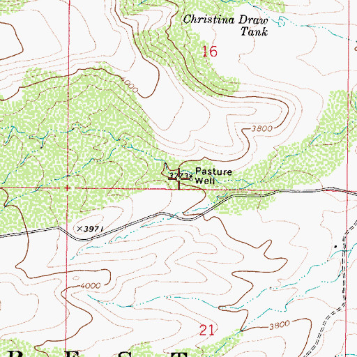 Topographic Map of Pasture Well, AZ