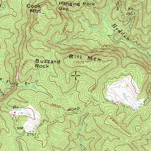 Topographic Map of Bill Mountain, GA