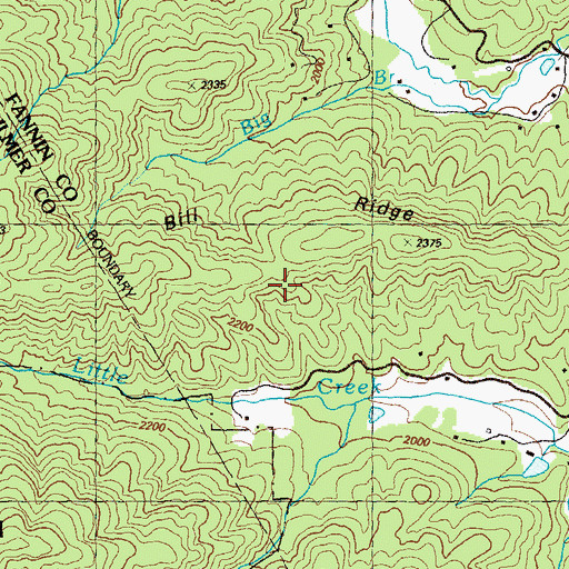 Topographic Map of Bill Ridge, GA