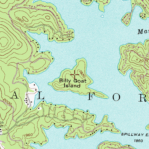 Topographic Map of Billy Goat Island, GA