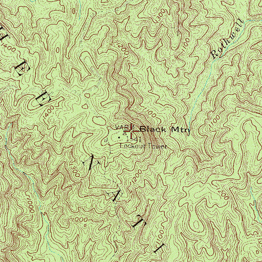 Topographic Map of Black Mountain, GA