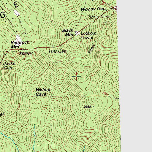 Topographic Map of Black Mountain Trail, GA