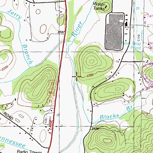 Topographic Map of Blacks Branch, GA