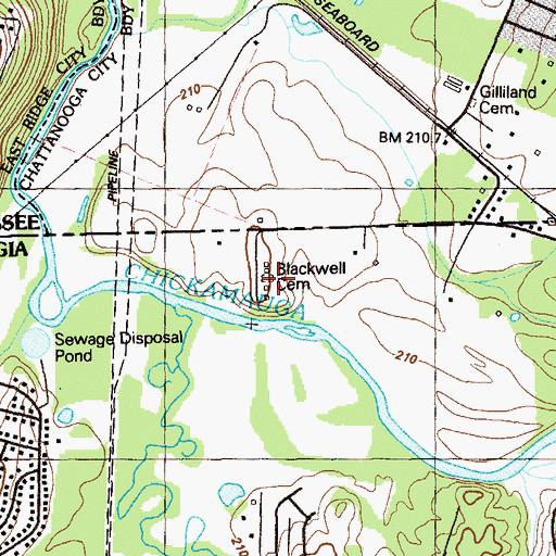 Topographic Map of Blackwell Cemetery, GA