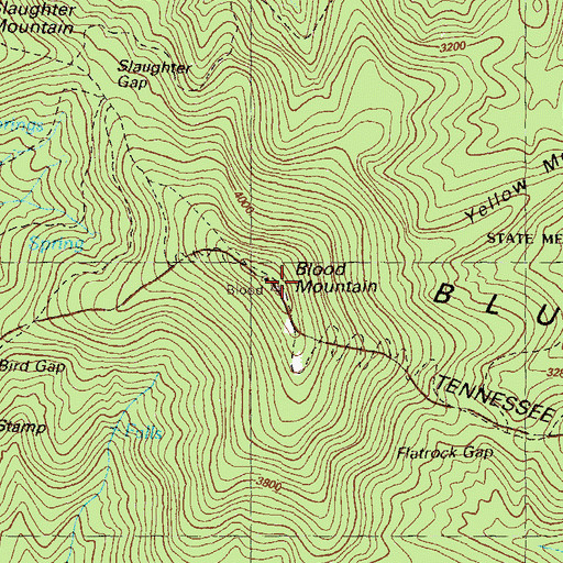 Topographic Map of Blood Mountain, GA
