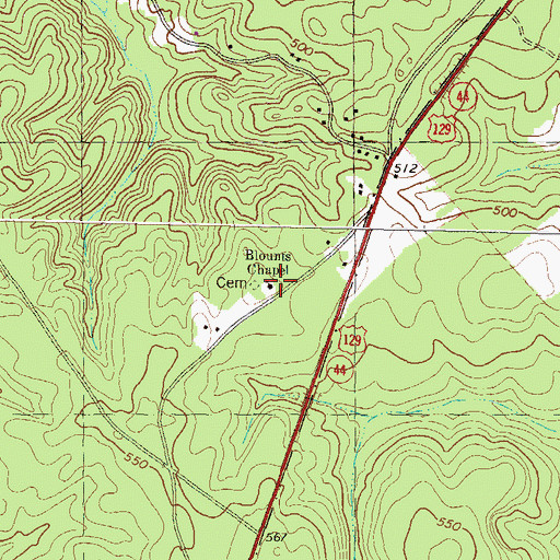 Topographic Map of Blounts Chapel, GA
