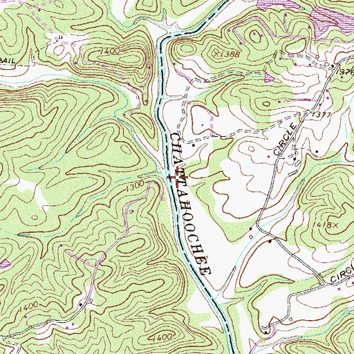 Topographic Map of Blue Creek, GA