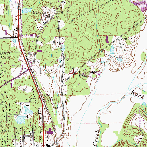 Topographic Map of Blue Ridge Chapel, GA