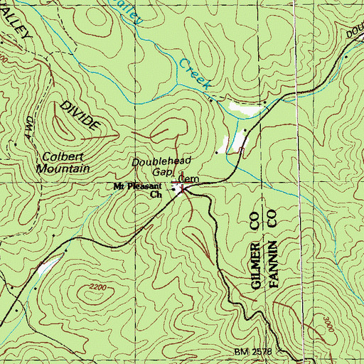 Topographic Map of Blue Ridge Church (historical), GA