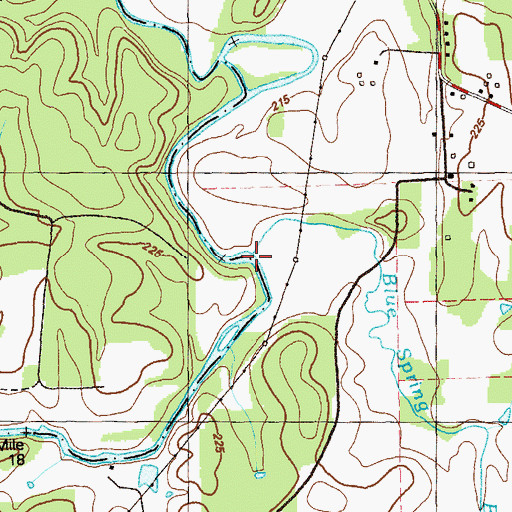 Topographic Map of Blue Spring Branch, GA