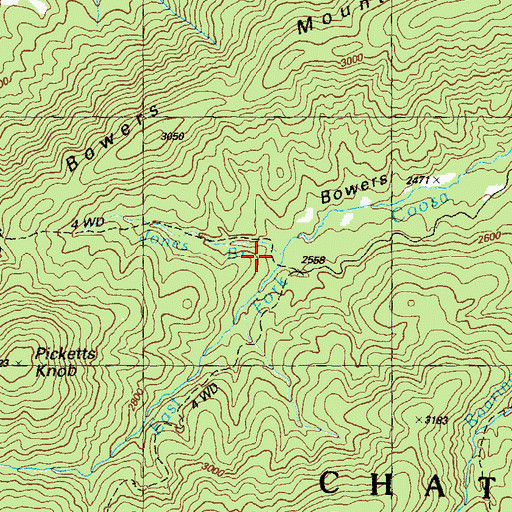 Topographic Map of Bowers Cove, GA