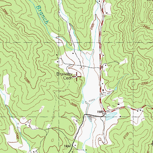 Topographic Map of Brawley Cemetery, GA