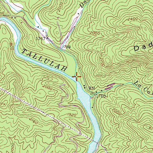 Topographic Map of Bridge Creek, GA