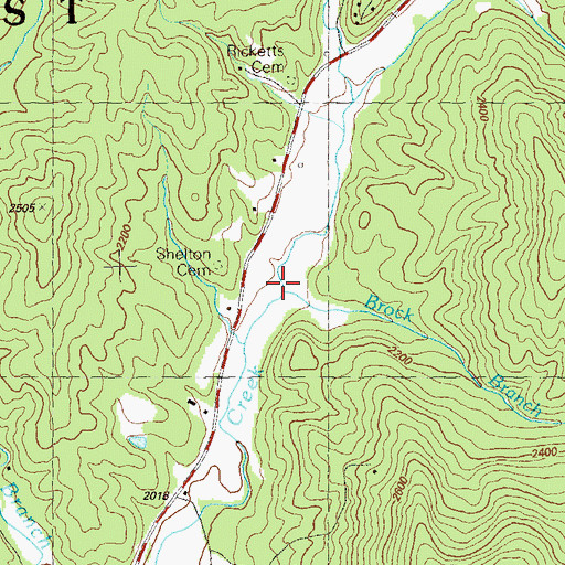 Topographic Map of Brock Branch, GA