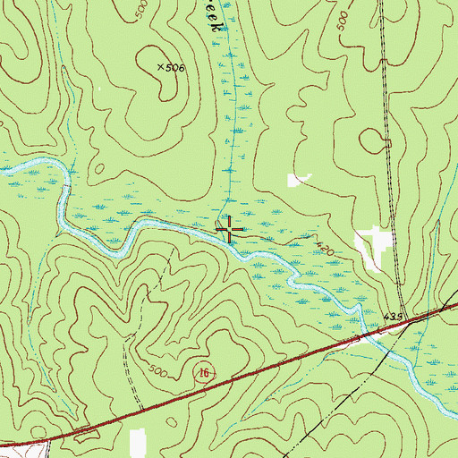 Topographic Map of Broddus Creek, GA