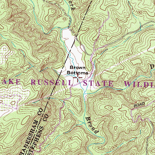 Topographic Map of Brown Bottoms, GA