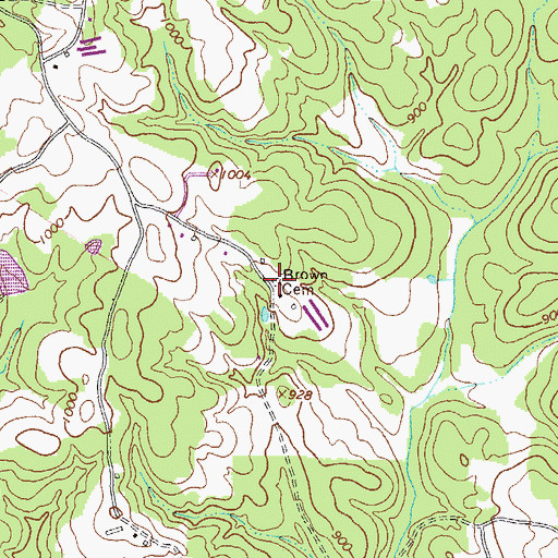Topographic Map of Brown Cemetery, GA