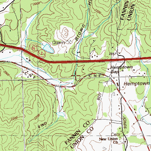 Topographic Map of Brown Hollow, GA