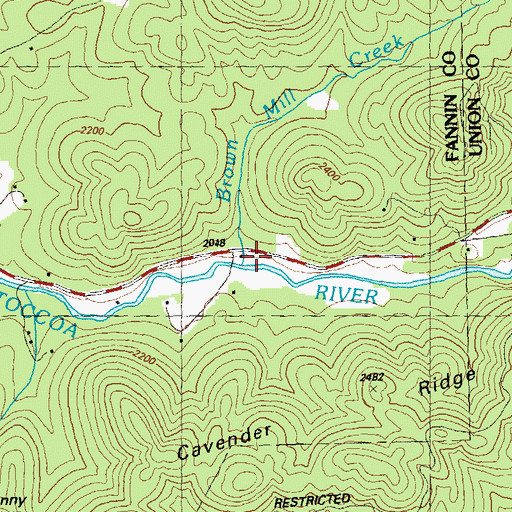 Topographic Map of Brown Mill Creek, GA