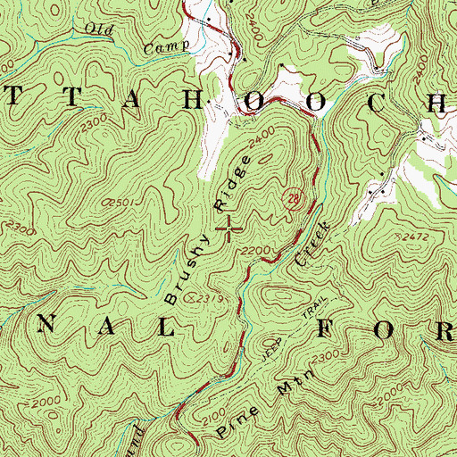 Topographic Map of Brush Ridge, GA