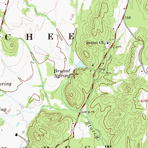Topographic Map of Bryant Spring, GA