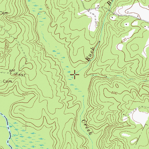 Topographic Map of Buck Branch, GA