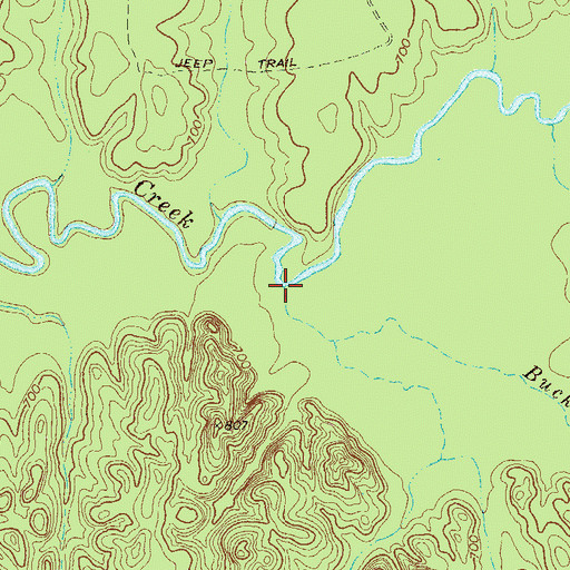 Topographic Map of Buck Creek, GA