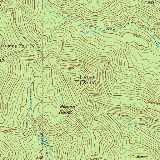 Topographic Map of Buck Knob, GA