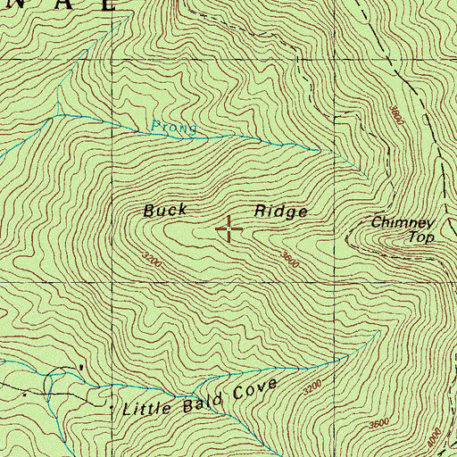 Topographic Map of Buck Ridge, GA
