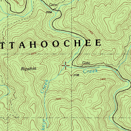 Topographic Map of Buckeye Creek, GA
