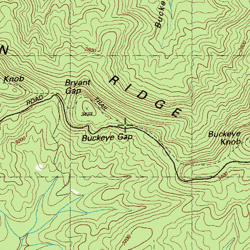 Topographic Map of Buckeye Gap, GA