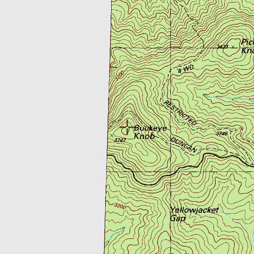 Topographic Map of Buckeye Knob, GA